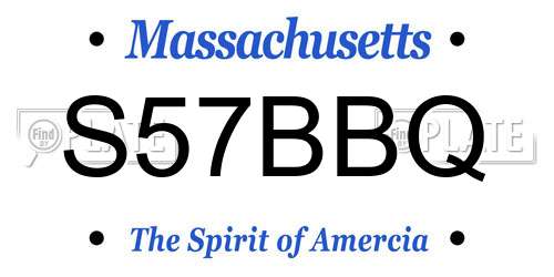 S57BBQ Massachusetts License Plate