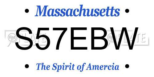 S57EBW Massachusetts License Plate