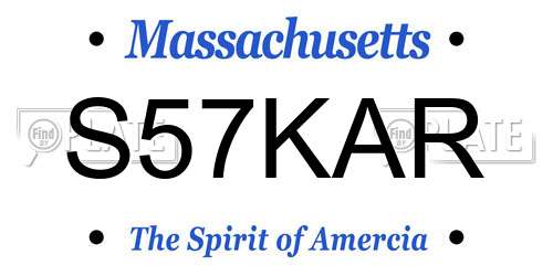 S57KAR Massachusetts License Plate