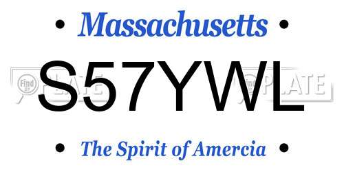 S57YWL Massachusetts License Plate