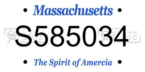 S585034 Massachusetts License Plate