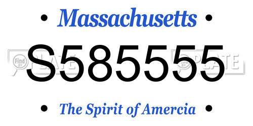 S585555 Massachusetts License Plate