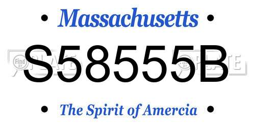 S58555B Massachusetts License Plate