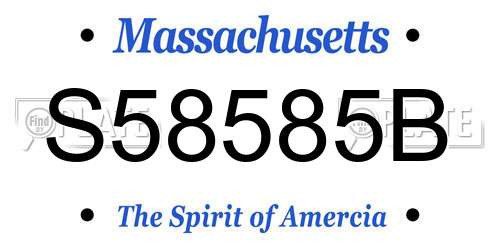 S58585B Massachusetts License Plate
