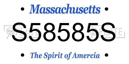 S58585S Massachusetts License Plate