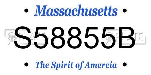 S58855B Massachusetts License Plate