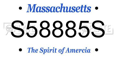 S58885S Massachusetts License Plate