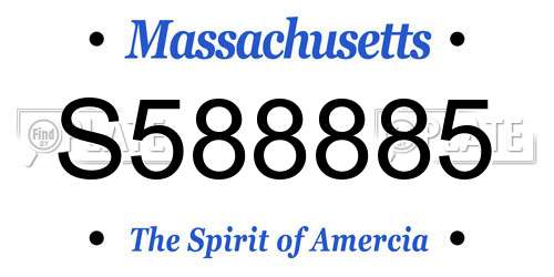 S588885 Massachusetts License Plate