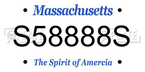 S58888S Massachusetts License Plate