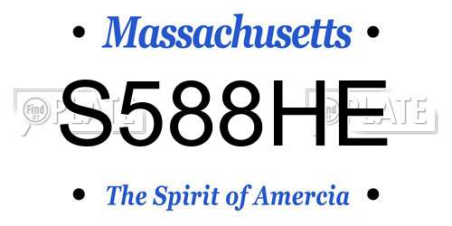 S588HE Massachusetts License Plate