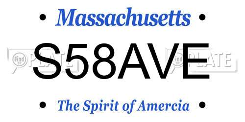 S58AVE Massachusetts License Plate