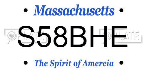 S58BHE Massachusetts License Plate