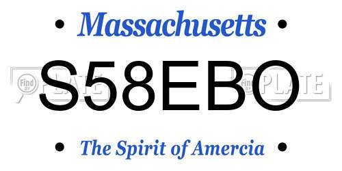 S58EBO Massachusetts License Plate