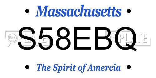S58EBQ Massachusetts License Plate