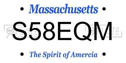 S58EQM Massachusetts License Plate