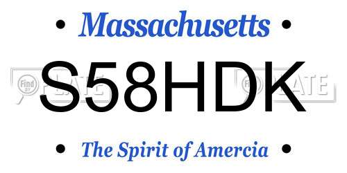 S58HDK Massachusetts License Plate