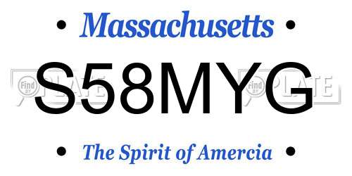 S58MYG Massachusetts License Plate