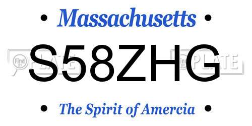 S58ZHG Massachusetts License Plate