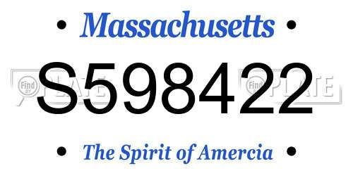 S598422 Massachusetts License Plate
