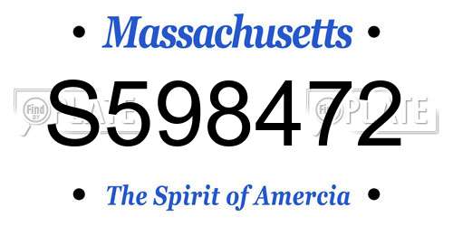S598472 Massachusetts License Plate