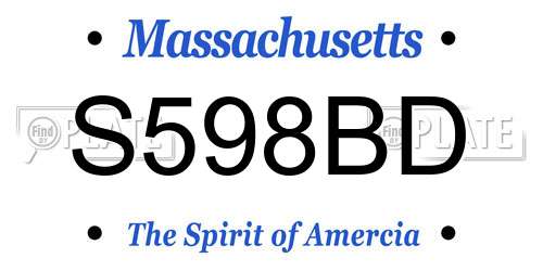 S598BD Massachusetts License Plate