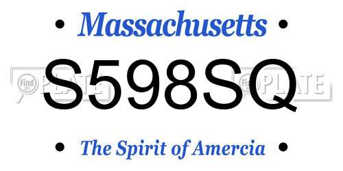 S598SQ Massachusetts License Plate