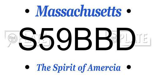 S59BBD Massachusetts License Plate