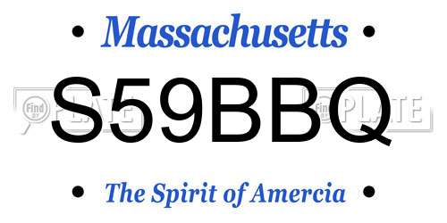 S59BBQ Massachusetts License Plate