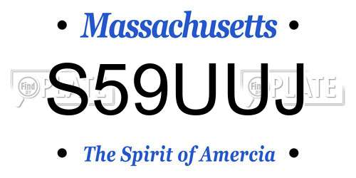 S59UUJ Massachusetts License Plate