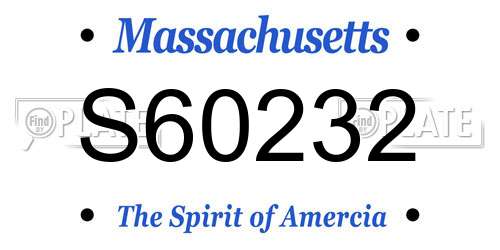 S60232 Massachusetts License Plate