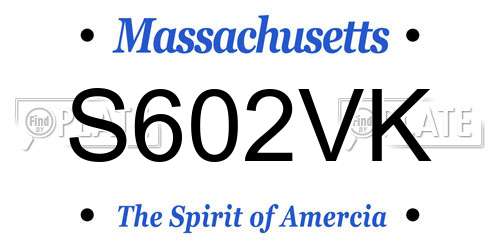S602VK Massachusetts License Plate