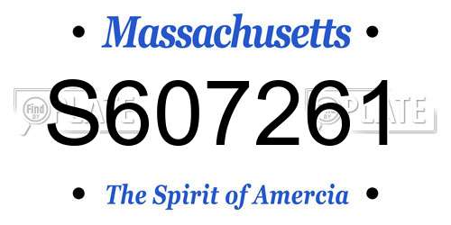 S607261 Massachusetts License Plate