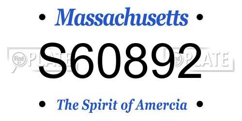 S60892 Massachusetts License Plate