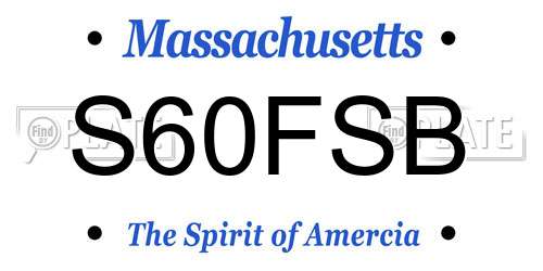 S60FSB Massachusetts License Plate
