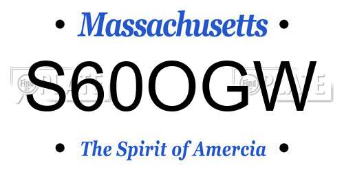 S60OGW Massachusetts License Plate