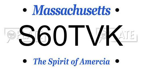 S60TVK Massachusetts License Plate