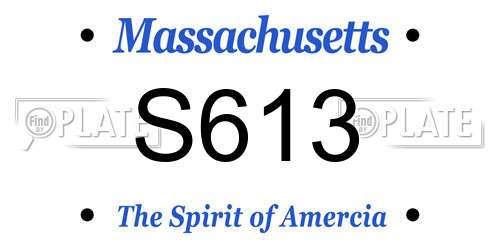 S613 Massachusetts License Plate