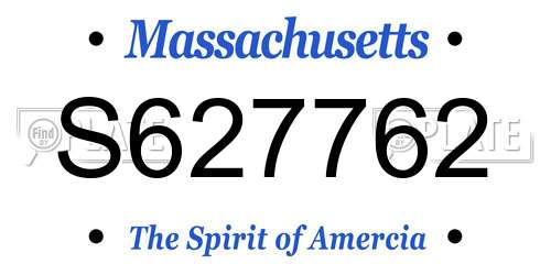 S627762 Massachusetts License Plate