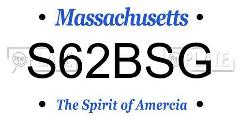 S62BSG Massachusetts License Plate