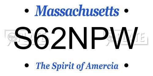 S62NPW Massachusetts License Plate