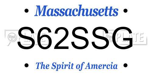 S62SSG Massachusetts License Plate
