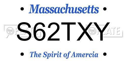 S62TXY Massachusetts License Plate