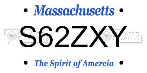 S62ZXY Massachusetts License Plate