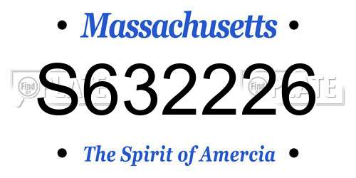 S632226 Massachusetts License Plate