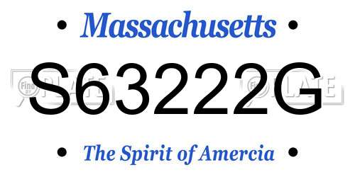 S63222G Massachusetts License Plate