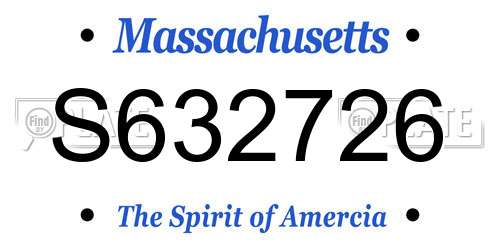 S632726 Massachusetts License Plate