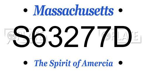 S63277D Massachusetts License Plate