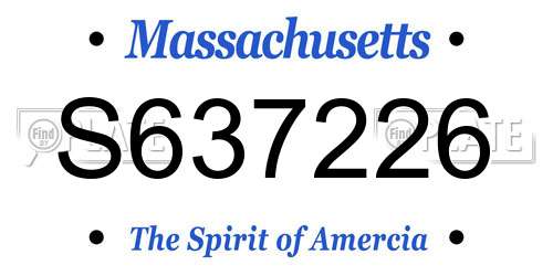 S637226 Massachusetts License Plate