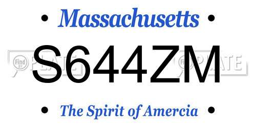 S644ZM Massachusetts License Plate