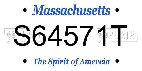 S64571T Massachusetts License Plate